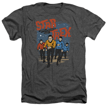 Charcoal men's heather t-shirt with Star Trek Run Forward graphic