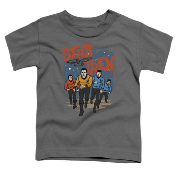Charcoal toddler t-shirt with Star Trek Run Forward graphic
