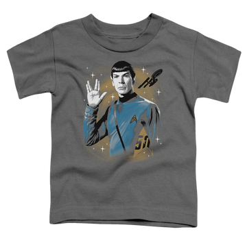 Charcoal toddler t-shirt with Star Trek Space Prosper graphic