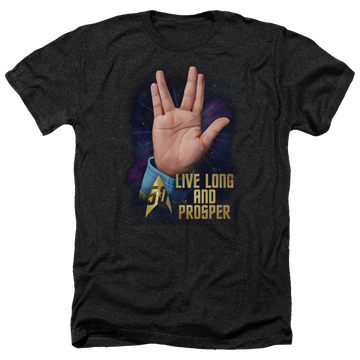 Charcoal men's heather t-shirt with Star Trek Llap 50 graphic