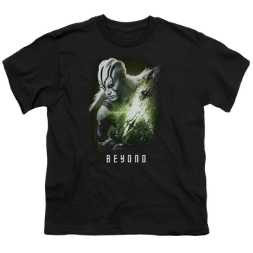 Black youth t-shirt for ages 8 to 12 with Star Trek Beyond Jaylah Poster graphic