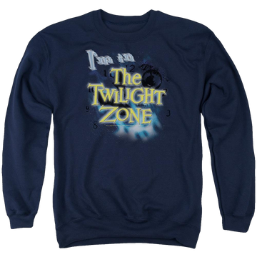 Navy men's crewneck sweatshirt with I'm In The Twilight Zone graphic