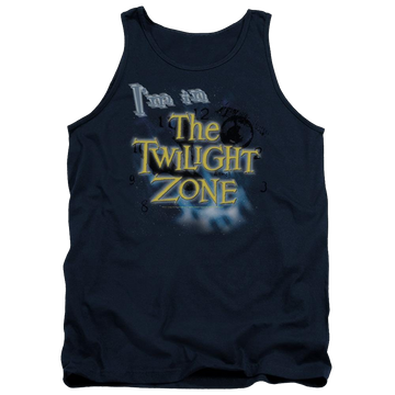 Navy men's tank with Im In The Twilight Zone graphic