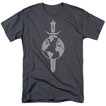 Charcoal men's regular fit t-shirt with Star Trek Enterprise Terran Empire graphic