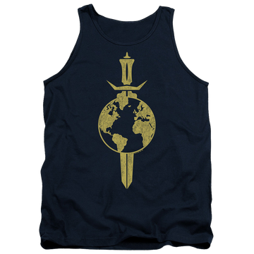 Navy men's tank with Star Trek Enterprise Terran Empire graphic