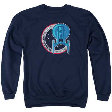 Navy men's crewneck sweatshirt with Star Trek Enterprise Patch graphic
