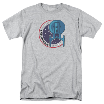 Athletic heather men's regular fit t-shirt with Star Trek Enterprise Patch graphic