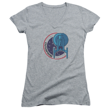Star Trek Enterprise Enterprise Patch - Juniors V-Neck T-Shirt Juniors V-Neck T-Shirt Star Trek