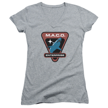 Star Trek Enterprise Maco Patch - Juniors V-Neck T-Shirt Juniors V-Neck T-Shirt Star Trek