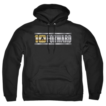 Black pullover hoodie with Star Trek Ten Forward graphic
