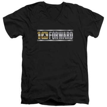 Black men's v-neck t-shirt with Star Trek Ten Forward graphic