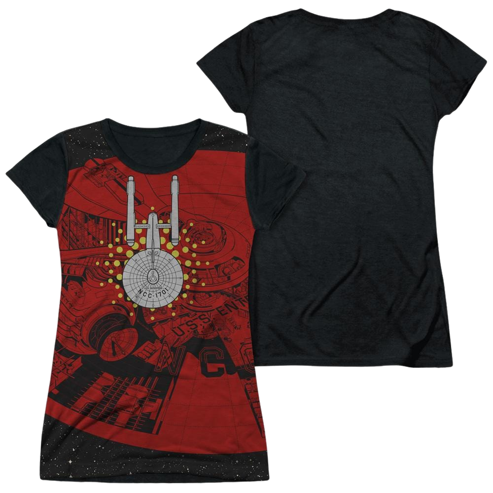 Star Trek Uss Enterprise Schematic Juniors Black Back T-Shirt Juniors Black Back T-Shirt Star Trek