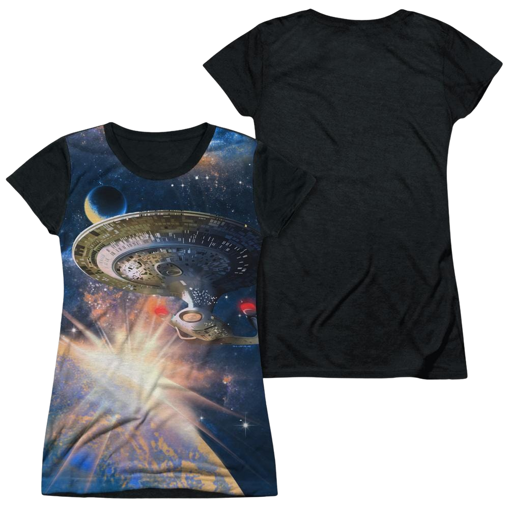 Star Trek Next Generation Enterprise Juniors Black Back T-Shirt Juniors Black Back T-Shirt Star Trek