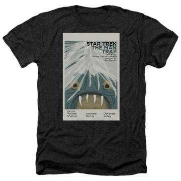 Black men's heather t-shirt with Star Trek Tos Episode 1 graphic