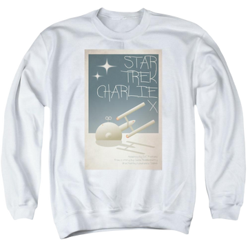White men's crewneck sweatshirt with Star Trek The Original Series Tos Episode 2 graphic