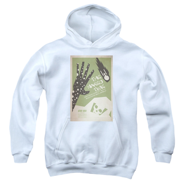 White youth hoodie for ages 8 to 12 with Star Trek The Original Series Tos Episode 4 graphic