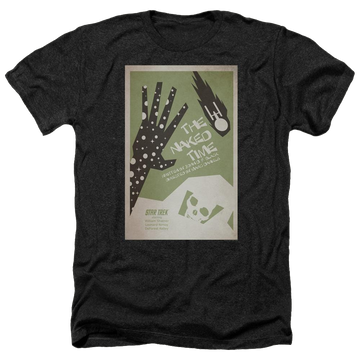 Black men's heather t-shirt with Star Trek Tos Episode 4 graphic