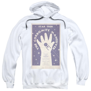 White pullover hoodie with Star Trek Tos Episode 10 graphic