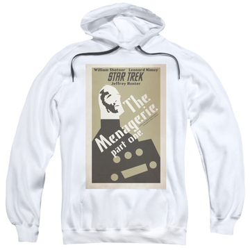 White pullover hoodie with Star Trek The Original Series Tos Episode 11 graphic