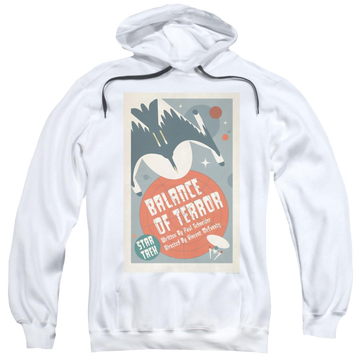 White pullover hoodie with Star Trek Tos Episode 14 graphic