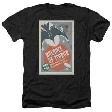 Black men's heather t-shirt with Star Trek Tos Episode 14 graphic