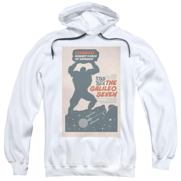 White pullover hoodie with Star Trek Tos Episode 16 graphic