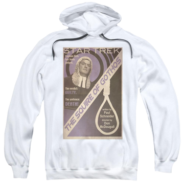 White pullover hoodie with Star Trek Tos Episode 17 graphic
