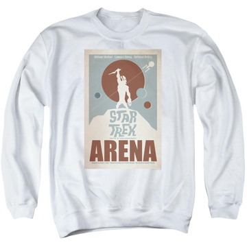White men's crewneck sweatshirt with Star Trek Tos Episode 18 graphic
