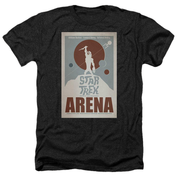 Black men's heather t-shirt with Star Trek Tos Episode 18 graphic
