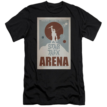 Black men's premium slim fit t-shirt with Star Trek Tos Episode 18 graphic
