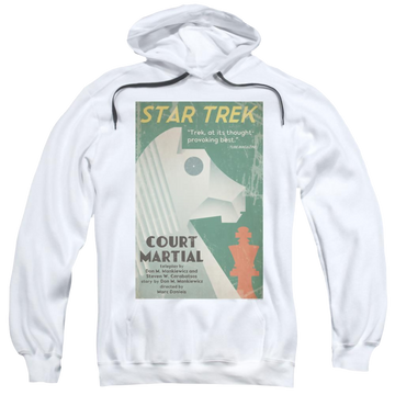 White pullover hoodie with Star Trek Tos Episode 20 graphic
