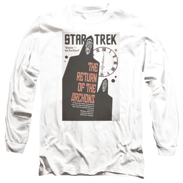 Black men's long sleeve t-shirt with Star Trek Tos Episode 21 graphic