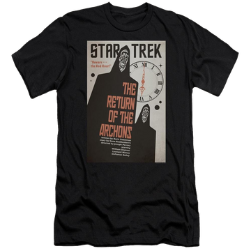 Black men's premium slim fit t-shirt with Star Trek Tos Episode 21 graphic