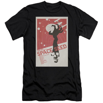 Black men's premium slim fit t-shirt with Star Trek Tos Episode 22 graphic