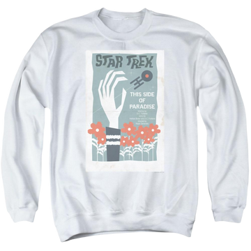 White men's crewneck sweatshirt with Star Trek Tos Episode 24 graphic