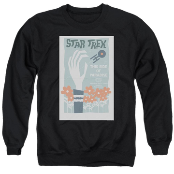 Black men's crewneck sweatshirt with Star Trek The Original Series Tos Episode 24 graphic