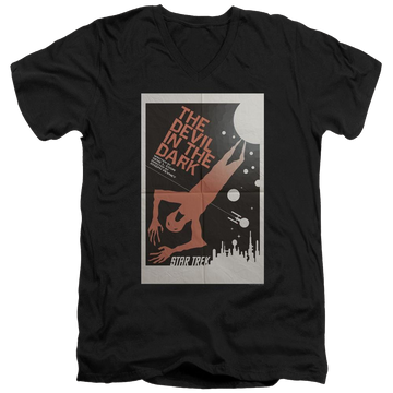 Black men's v-neck t-shirt with Star Trek The Original Series Tos Episode 25 graphic