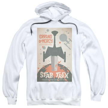White pullover hoodie with Star Trek Tos Episode 26 graphic