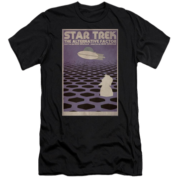 Black men's premium slim fit t-shirt with Star Trek Tos Episode 27 graphic