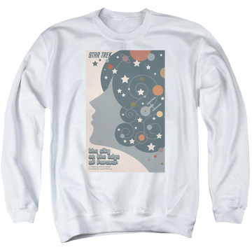 White men's crewneck sweatshirt with Star Trek Tos Episode 28 graphic