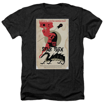 Black men's heather t-shirt with Star Trek Tos Episode 30 graphic