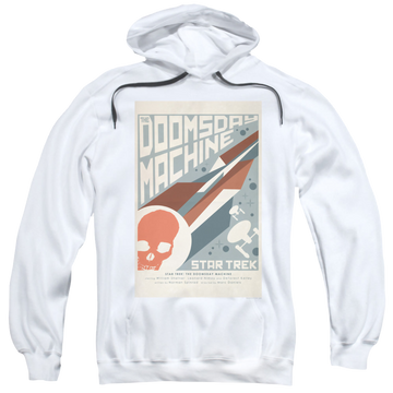White pullover hoodie with Star Trek The Original Series Tos Episode 35 graphic