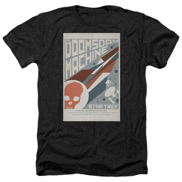 Black men's heather t-shirt with Star Trek Tos Episode 35 graphic