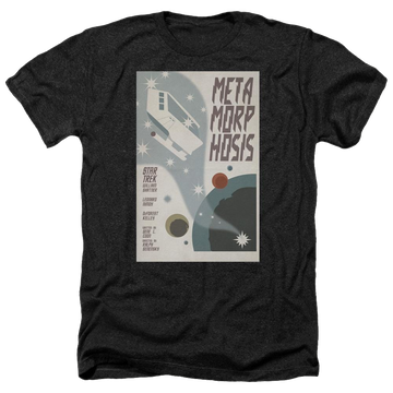 Black men's heather t-shirt with Star Trek Tos Episode 38 graphic