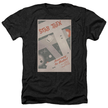 Black men's heather t-shirt with Star Trek Tos Episode 39 graphic