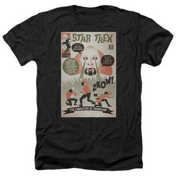 Black men's heather t-shirt with Star Trek Tos Episode 45 graphic