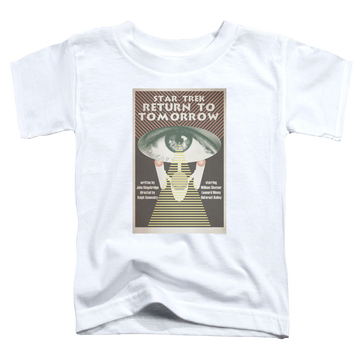 White toddler t-shirt with Star Trek Tos Episode 49 graphic