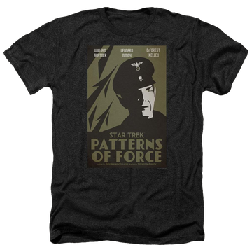 Black men's heather t-shirt with Star Trek Tos Episode 50 graphic