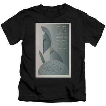 Black kid's t-shirt for ages 4 to 7 with Star Trek The Original Series Tos Episode 54 graphic