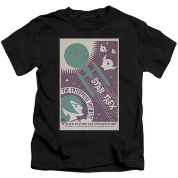Black kid's t-shirt for ages 4 to 7 with Star Trek The Original Series Tos Episode 57 graphic